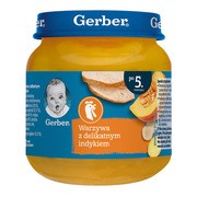 Gerber, warzywa z delikatnym indykiem, 5 m+, 125 g https://azcdn.doz.pl/image/d/product/d9252963-scale-180x180.png