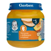 Gerber, warzywa z delikatnym indykiem, 5 m+, 125 g https://azcdn.doz.pl/image/d/product/d9252963-scale-180x180.webp