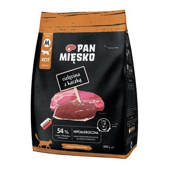Pan Mięsko, sucha karma dla kota, cielęcina z kaczką, 400 g