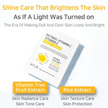 APLB Retinol Vitamin C Vitamin E Sheet Mask, maska w płachcie na twarz z retinolem oraz witaminami C i E, 25 ml