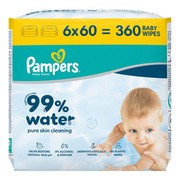 Chusteczki Pampers Pure Skin Cleaning, 6 x 60 szt