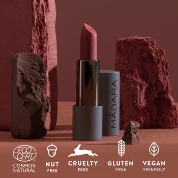 Madara Velvet Matte Cream Lipstick, matowa pomadka o satynowym wykończeniu, Warm Nude, 3,8 g