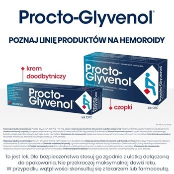 Zestaw Procto-Glyvenol, 400 mg + 40 mg, czopki doodbytnicze, 10 szt. + Procto-Glyvenol Soft, nawilżane chusteczki dla osób z hemoroidami, 30 szt.