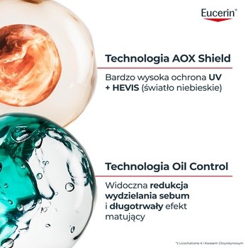 Eucerin Oil Control Dry Touch, żel-krem ochronny SPF 50+, 50 ml