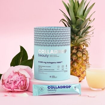 Colladrop Beauty, Kolagen HMG 10000 mg, saszetki z proszkiem, smak ananasowy, 30 szt.