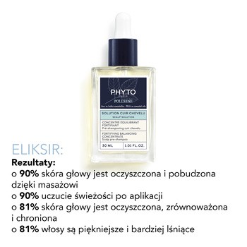 Zestaw Phyto Scalp Solution, Polleine, wzmacniający koncentrat przywracający równowagę skóry głowy, 30 ml + Anti-Pellicules, szampon przeciwłupieżowy, 250 ml
