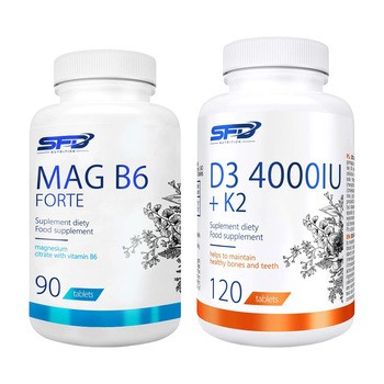 Zestaw SFD D3 4000IU + K2 + MagB6 Forte