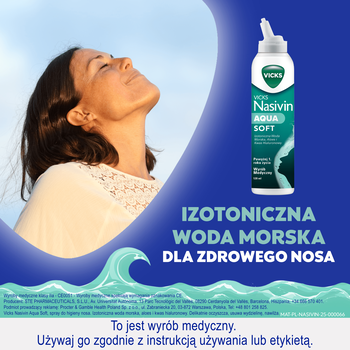 Vicks Nasivin Aqua Soft, izotoniczny spray do higieny nosa, 120 ml
