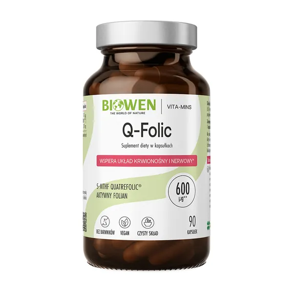 Фолиевая кислота Biowen Q-Folic, 5-MTHF Quatrefolic 600 мкг, 90 капсул