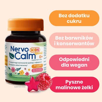 NervoCalm KIDS Spokój 6+, żelki, smak malinowy, 30 szt.