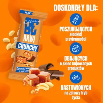 Beraw! Crunchy Peanuts & Caramel, baton, 40 g