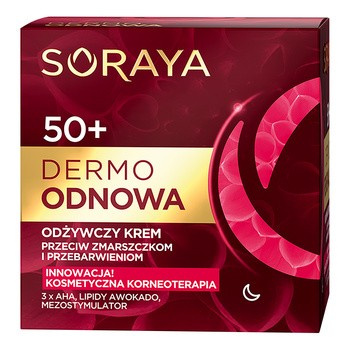 Soraya Dermo Odnowa 50+, odżywczy krem przeciw zmarszczkom i przebarwieniom na noc, 50 ml