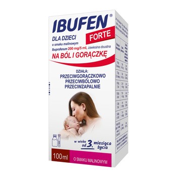 Ibufen dla dzieci FORTE o smaku malinowym, 200 mg/5 ml, zawiesina doustna, 100 ml