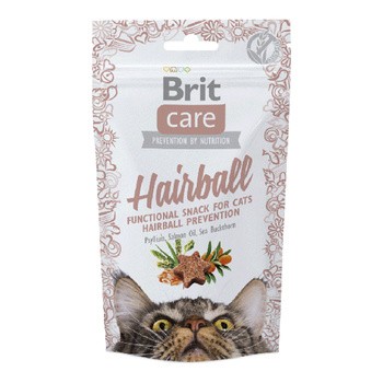 Brit Care Cat Snack Hairball, przysmak dla kotów przeciw tworzeniu się kul włosowych, 50 g