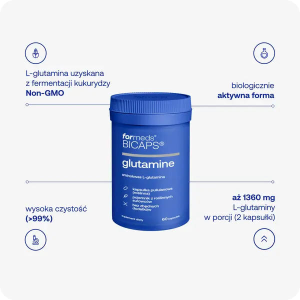 L-глутамин ForMeds Bicaps Glutamine, для восстановления мышц и иммунитета, 60 капсул — фото 5