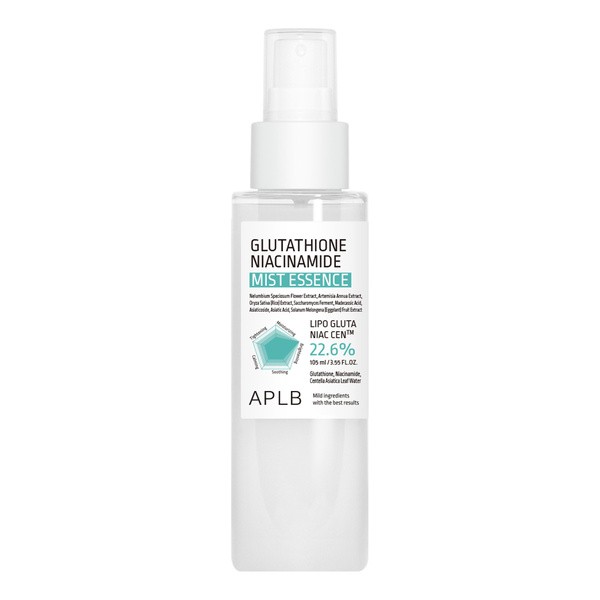 APLB APLB Glutathione Niacinamide Mist Essence, mgiełka-esencja rozjaśniająca do twarzy z glutationem i niacynamidem, 105 ml — Składniki i ocena