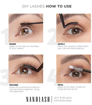 Nanolash DIY Eyelash Extensions, kępki rzęs, Heartbreaker, 36 szt.