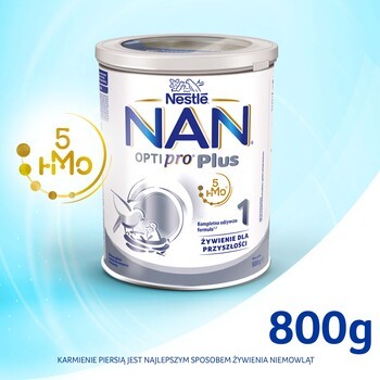 Nestle Nan Optipro Plus 1, 5 HMO, mleko początkowe dla niemowląt od urodzenia, 800 g