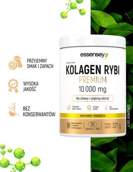 Essensey Kolagen Rybi Premium 10 000 mg, proszek, smak mango - pomarańcza, 321 g