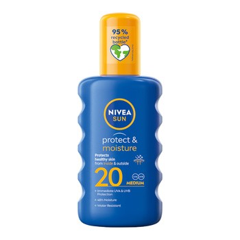 Nivea Sun Protect & Moisture, nawilżający spray do opalania, SPF 20, 200 ml