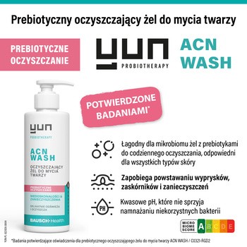 Yun ACN Wash, prebiotyczny żel oczyszczający do mycia twarzy, 150 ml