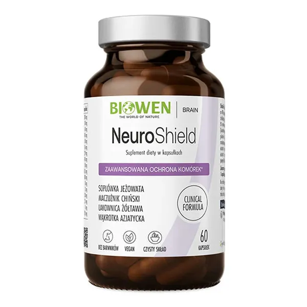 Комплекс грибов Biowen NeuroShield, ежовик, кордицепс и рейши, для мозга и нервной системы, 60 капсул