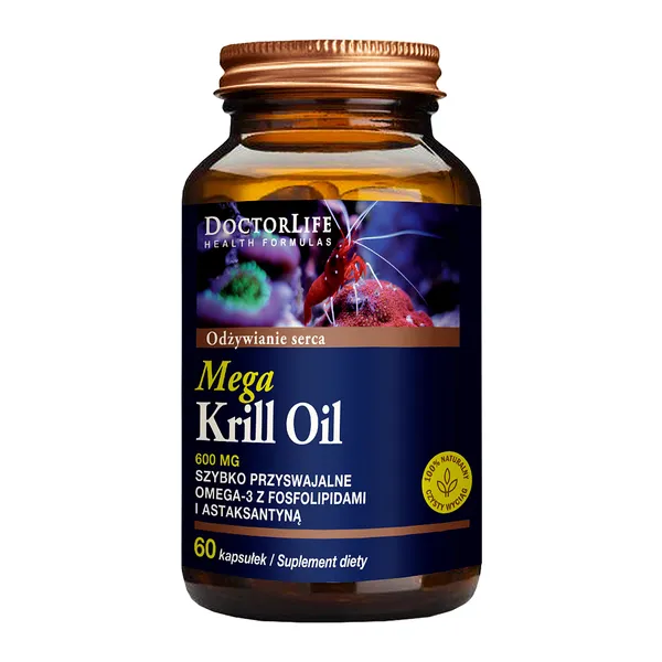 Масло криля Doctor Life Mega Krill Oil 600 мг, омега-3, 60 капсул