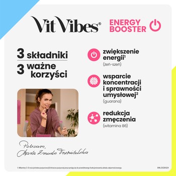 Vit Vibes Energy Booster, żelki, smak truskawkowy, 60 szt.