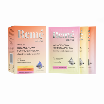 Reme Glow Kolagenowa Formuła Piękna Travel Set, saszetki z proszkiem, różne smaki, 15 szt.
