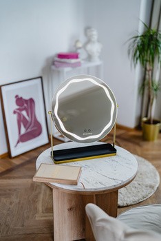 Beautifly Round LED Vanity Mirris, podświetlane lusterko do makijażu z regulacją światła LED, 1 szt.