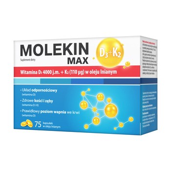 Molekin D3 + K2 MAX w oleju lnianym, kapsułki, 75 szt.