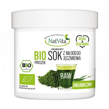 NatVita, Bio Sok z młodego jęczmienia, proszek, 250 g