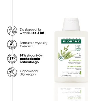 Klorane, szampon z owsem, 200 ml