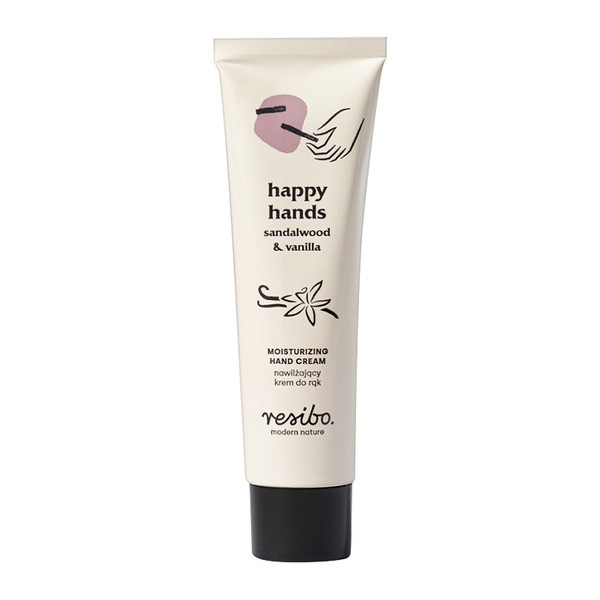 Resibo Happy Hands, feuchtigkeitsspendend Handcreme, Baum Sandelholz und Vanille, 50 ml