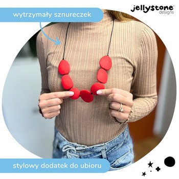 Jellystone Designs, silikonowy gryzak-naszyjnik, czerwony, 1 szt.
