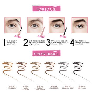 J.Cat Beauty Brow-LA 3-in-1 Mapping & Shaping Brow Pencil, ołówek do stylizacji brwi 3w1, 103 Medium Cool Brown, 0,08 g