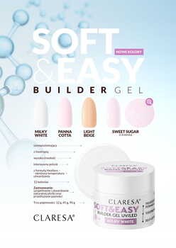 Claresa Soft&Easy Builder Gel, żel budujący do paznokci, Milky White, 12 g