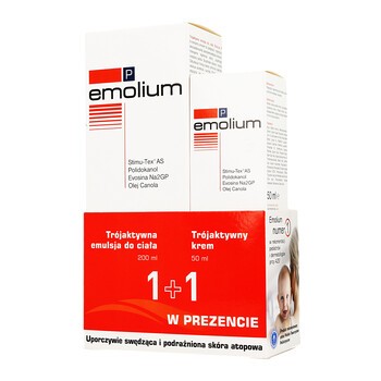 Zestaw Promocyjny Emolium, trójaktywna emulsja do ciała, 200 ml + trójaktywny krem, 50 ml