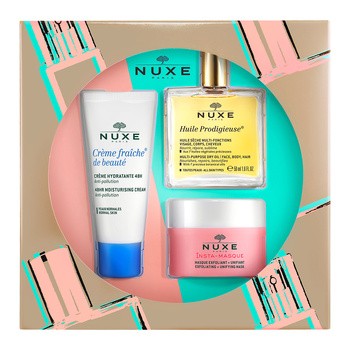 ZestawPromocyjny Nuxe Discovery, suchy olejek o wielu zastosowaniach, 50 ml + złuszczająca maska ujednolicająca, 50 ml + krem nawilżający, 48h, 30 ml