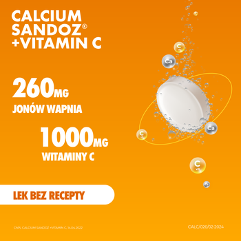 Calcium-Sandoz + Vitaminum C, tabletki musujące orange, 10 szt.