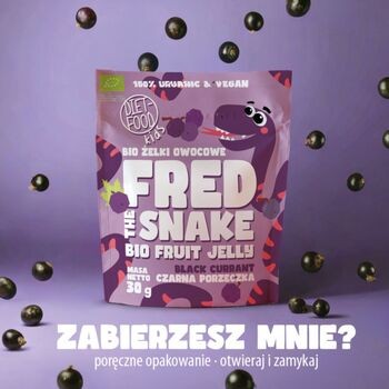 Diet-Food, Bio Żelki Owocowe Fred The Snake, Czarna Porzeczka, 30 g