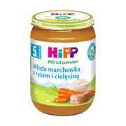 alt Hipp BIO od pokoleń, Młoda marchewka z ryżem z cielęciną, po 5 m-cu., 190 g