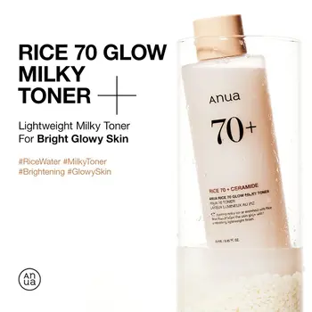 Anua Rice 70, Glow Milky Toner, nawilżający tonik mleczny z wodą ryżową, 250 ml
