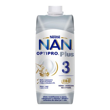 Nan Optipro Plus 3 HM-0, mleko modyfikowane w płynie dla dzieci po 1. roku, 500 ml