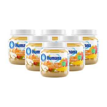 Zestaw 6x Humana 100% Organic Deserek gruszka-mango