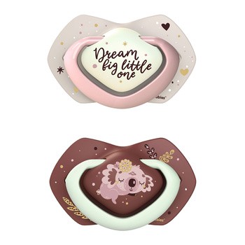 Canpol Babies, smoczek silikonowy symetryczny, light touch, Sleepy Koala, pink, 0-6 m, 2 szt.