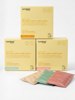 Sundose Everyday For Skin Anti-Aging Kwas Hialuronowy i Witamina C, saszetki z proszkiem, smak malinowo-cytrynowy, 15 szt.