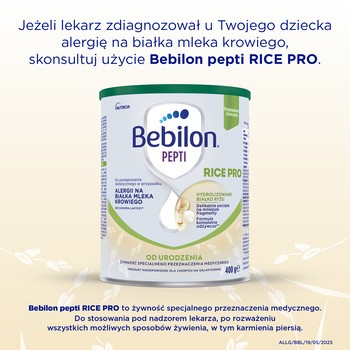 Bebilon pepti Rice PRO, żywność specjalnego przeznaczenia medycznego od urodzenia, proszek, 400 g