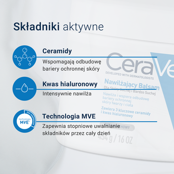 Zestaw CeraVe, nawilżający balsam do twarzy i ciała z ceramidami do skóry suchej i bardzo suchej, 454 g + opakowanie uzupełniające refill, 454 g