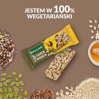 Bakalland, 5 ziaren z miodem, baton zbożowy, 40 g